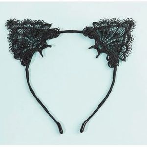 NIP!  Black Lace Cat Ears Headband Hair Band!